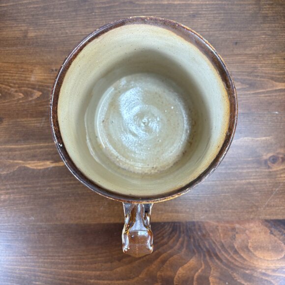 Antique Salt Glaze Hunting Mug with Hound Handle 1800s Stoneware Tankard - Picture 6 of 14